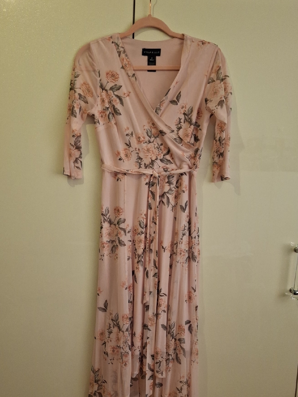 STELLA & JULIE Floral Wrap Maxi Dress - Blush Floral